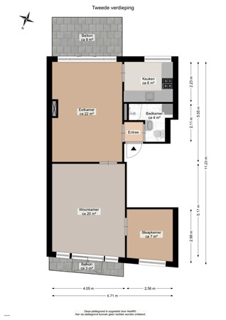 Floorplan - Wassenberghstraat 32B, 9718 LM Groningen